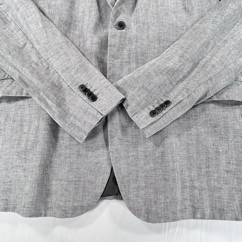 Rodd & Gunn Sport Coat Mens 3XL Gray Linen Herringbone Two Button Jacket - Picture 12 of 13